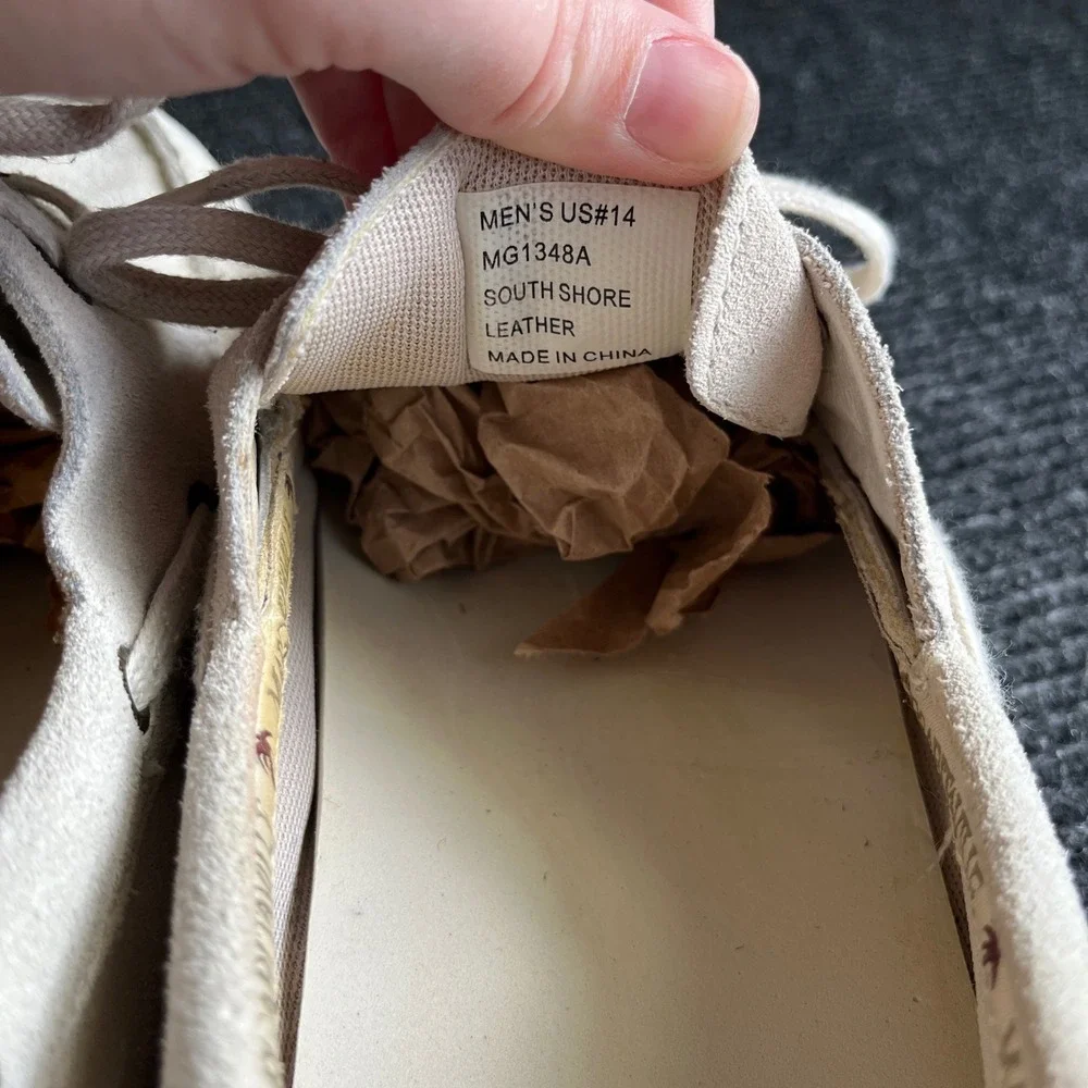 Margaritaville South Shore‎ Boat Shoes Mens 14 Cream Suede Good Palm Tree Preppy